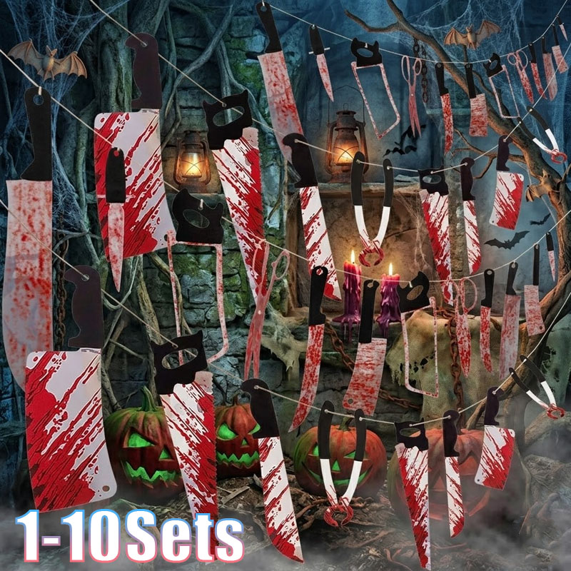 1-10Sets Halloween Blood Knife - Cosplay Prop Knife 评论和价格